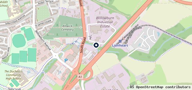 Map showing the location of GBM Motors Alnwick Ltd