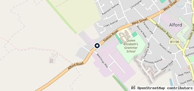 Map showing the location of Hunts Coaches & Filling Station