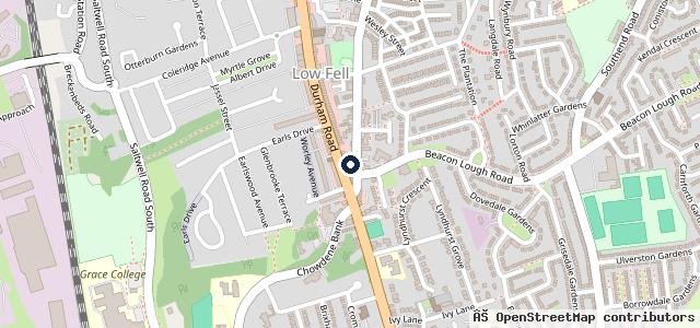 Map showing the location of Kwik Fit - Gateshead - Durham Road