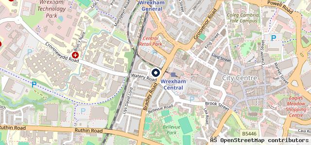 Map showing the location of Kwik Fit - Wrexham