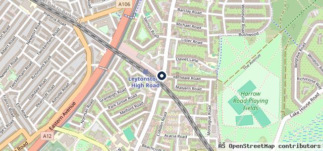 Map showing the location of Leytonstone autos