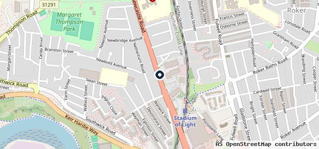 Map showing the location of Lookers Ford Sunderland