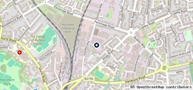 Map showing the location of Horsham Hand Car Wash