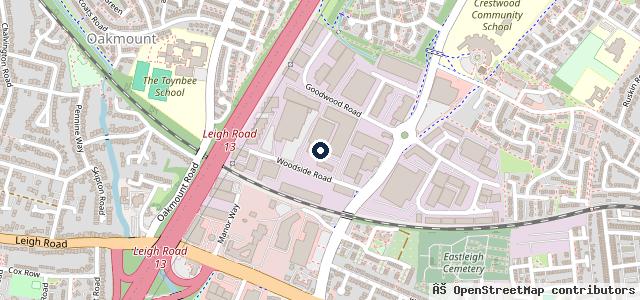 Map showing the location of Protyre Eastleigh
