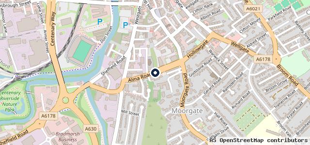 Map showing the location of Vertu BMW Motorrad Service Rotherham