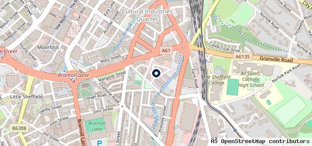 Map showing the location of The Garage Sheffield