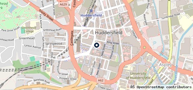 Map showing the location of Shop for Phones & Plates - Phone repair shop in Huddersfield