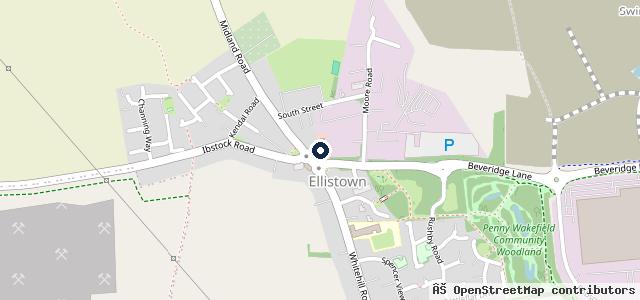 Map showing the location of Crossroads Garage