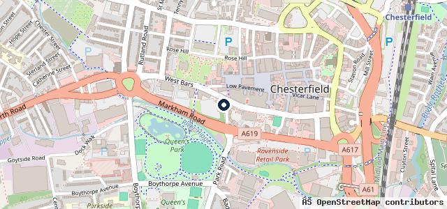 Map showing the location of Formula One Autocentres - Chesterfield