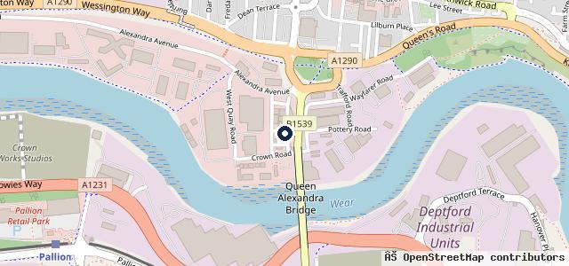 Map showing the location of Thompsons MOT Centre