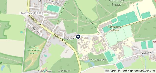 Map showing the location of Haileybury Sports Complex