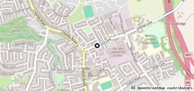 Map showing the location of School Lane Service Station