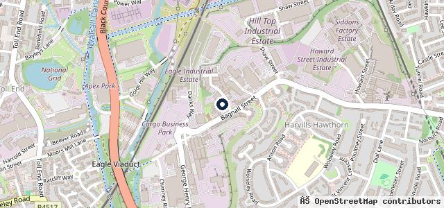 Map showing the location of Harvey's MOT & Services Centre