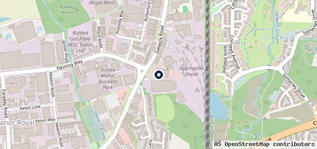 Map showing the location of Marshall Volkswagen Gatwick