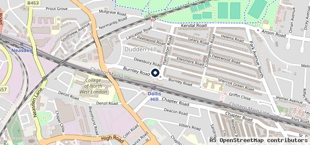 Map showing the location of Dollis Hill Garage
