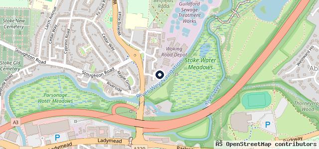 Map showing the location of Guildford Borough Council Depot