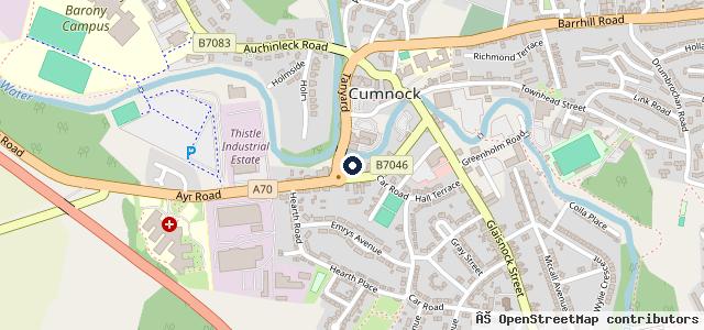 Map showing the location of Riverside Garage