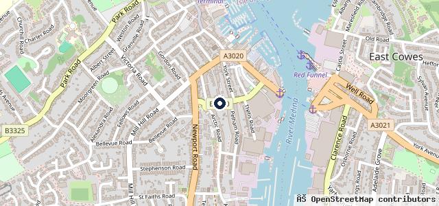 Map showing the location of Cowes Harbour Garage
