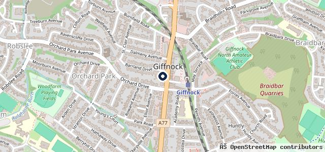 Map showing the location of Kwik Fit - Glasgow - Giffnock