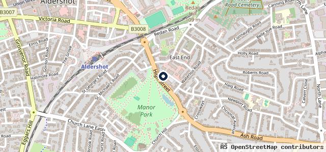 Map showing the location of Kwik Fit - Aldershot