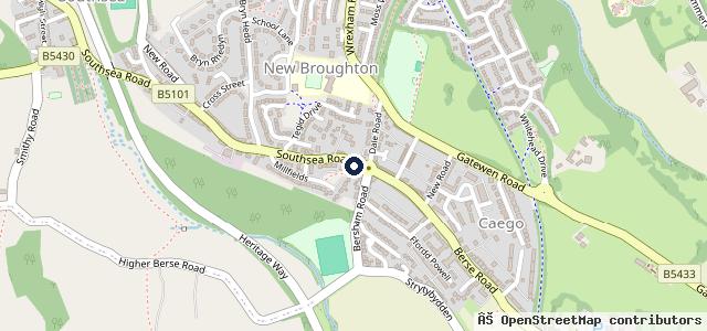 Map showing the location of W. A. Robertsons Garage