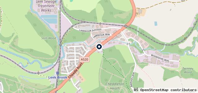 Map showing the location of Leek Transmission Centre