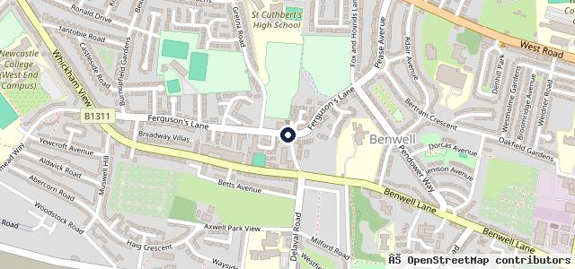 Map showing the location of Deneside Service Station