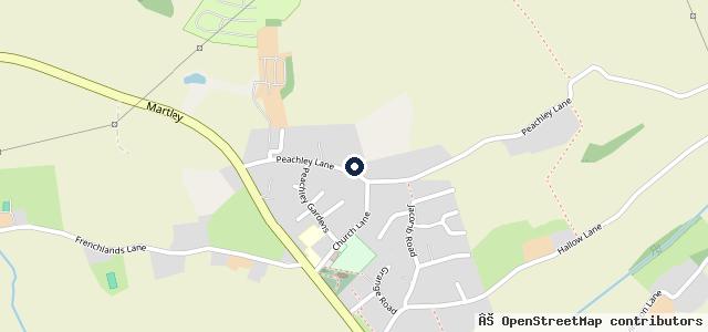 Map showing the location of Martley Road Garage