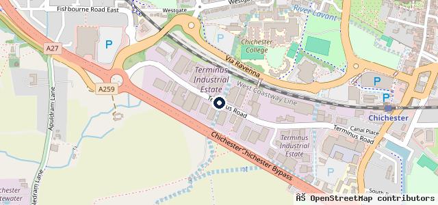 Map showing the location of Peter Cooper Volkswagen Chichester