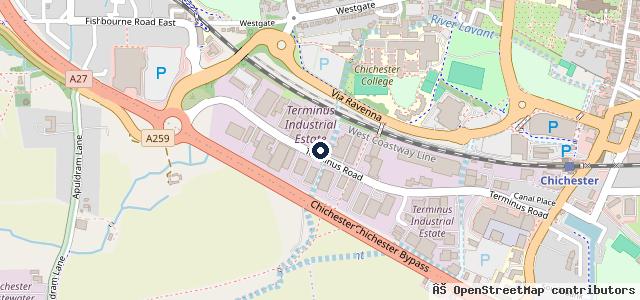 Map showing the location of R D Autos MOT centre chichester