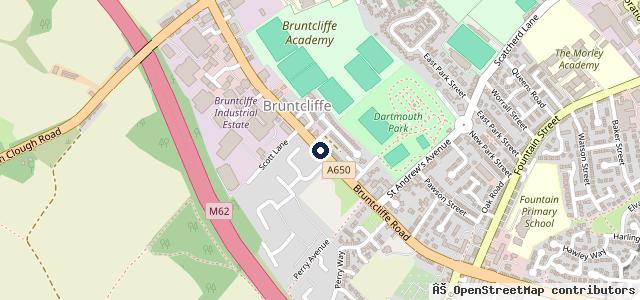 Map showing the location of Bruntcliffe M O T Centre
