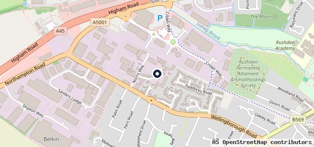 Map showing the location of Rushden Mot Centre & Body Shop