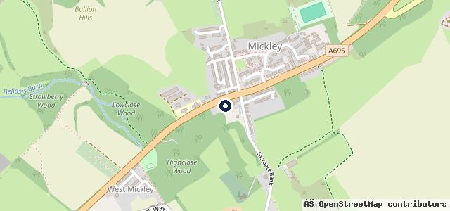 Map showing the location of Mickley Garage