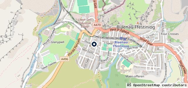 Map showing the location of Towyn Road Garage