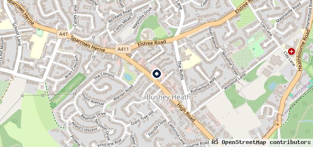 Map showing the location of Brayley Honda Bushey