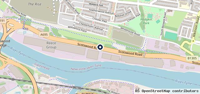 Map showing the location of Lookers Volkswagen Newcastle