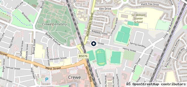 Map showing the location of Crewe MOT & Clutch Centre