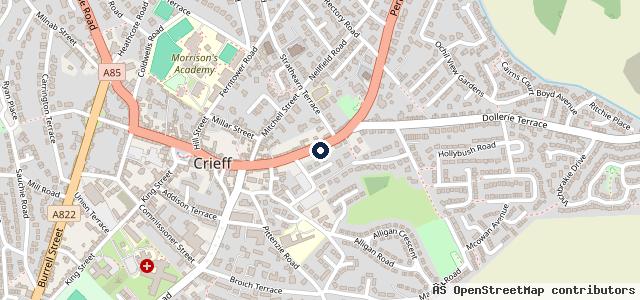 Map showing the location of Crieff Garage