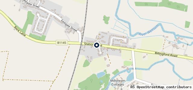 Map showing the location of North Elmham Service Station