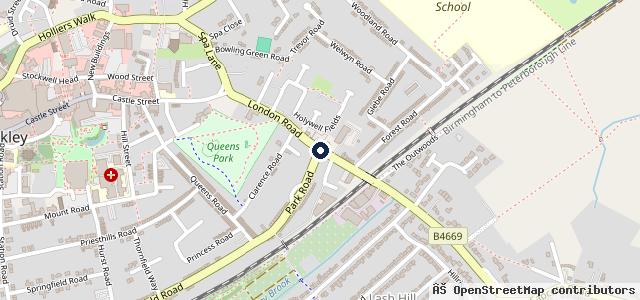 Map showing the location of Citroën Research Garage Hinckley