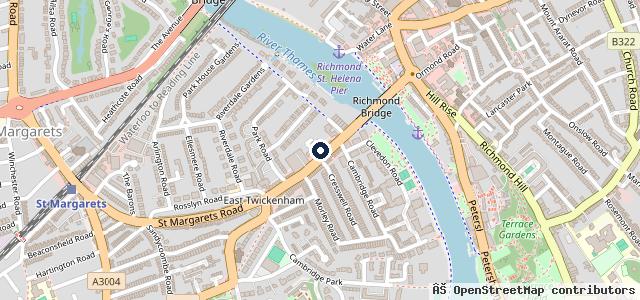 Map showing the location of Richmond Bridge MOT Centre