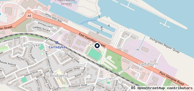 Map showing the location of Arnold Clark Greenock East Hamilton Street