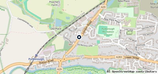 Map showing the location of Elite Garages Pulborough