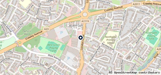 Map showing the location of Drift Bridge Honda Gatwick