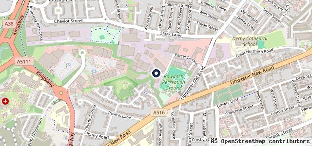 Map showing the location of M A B Motors - Derby