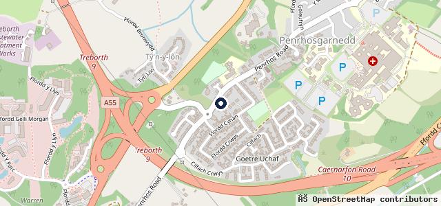 Map showing the location of Bangor MOT Centre