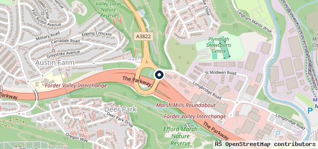Map showing the location of Vospers Head Office Plymouth