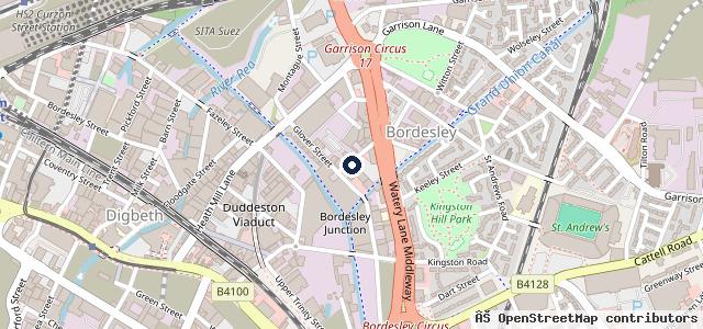 Map showing the location of Birmingham MOT Centre