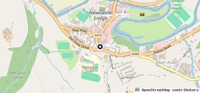 Map showing the location of Vauxhall Cawdor Cars Newcastle Emlyn