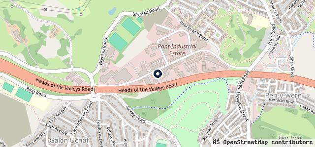 Map showing the location of Merthyr Tyre Services